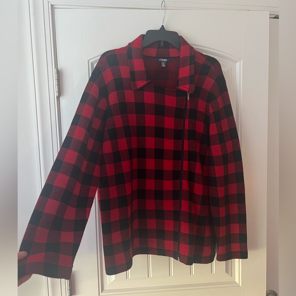Stunning Black and Red check Chaps brand sweater. Size 2X